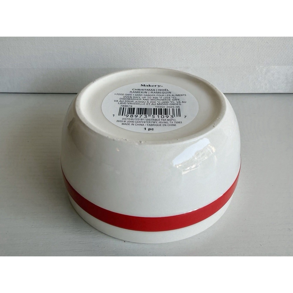 Set Of 3 Christmas Ramekins 4in Red Bow Ceramic Oven Safe Baking Dish New - Picture 4 of 7